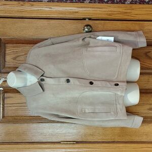 Classy Beige Faux Suede Time & Tru Women's Long-Sleeve Crop Jacket NWT XXL (20)